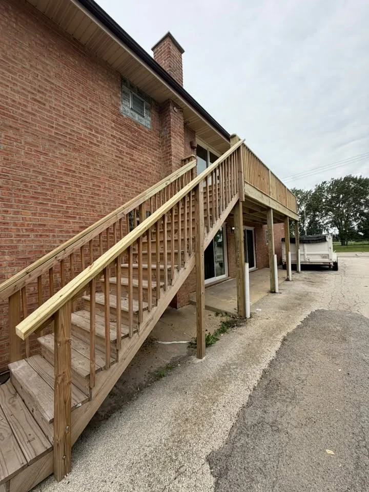Completed exterior staircase and deck
